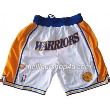 Homme NBA Golden State Warriors Shorts à poche Blanc Swingman